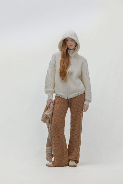 LUXE PUFF ZIP UP CARDIGAN