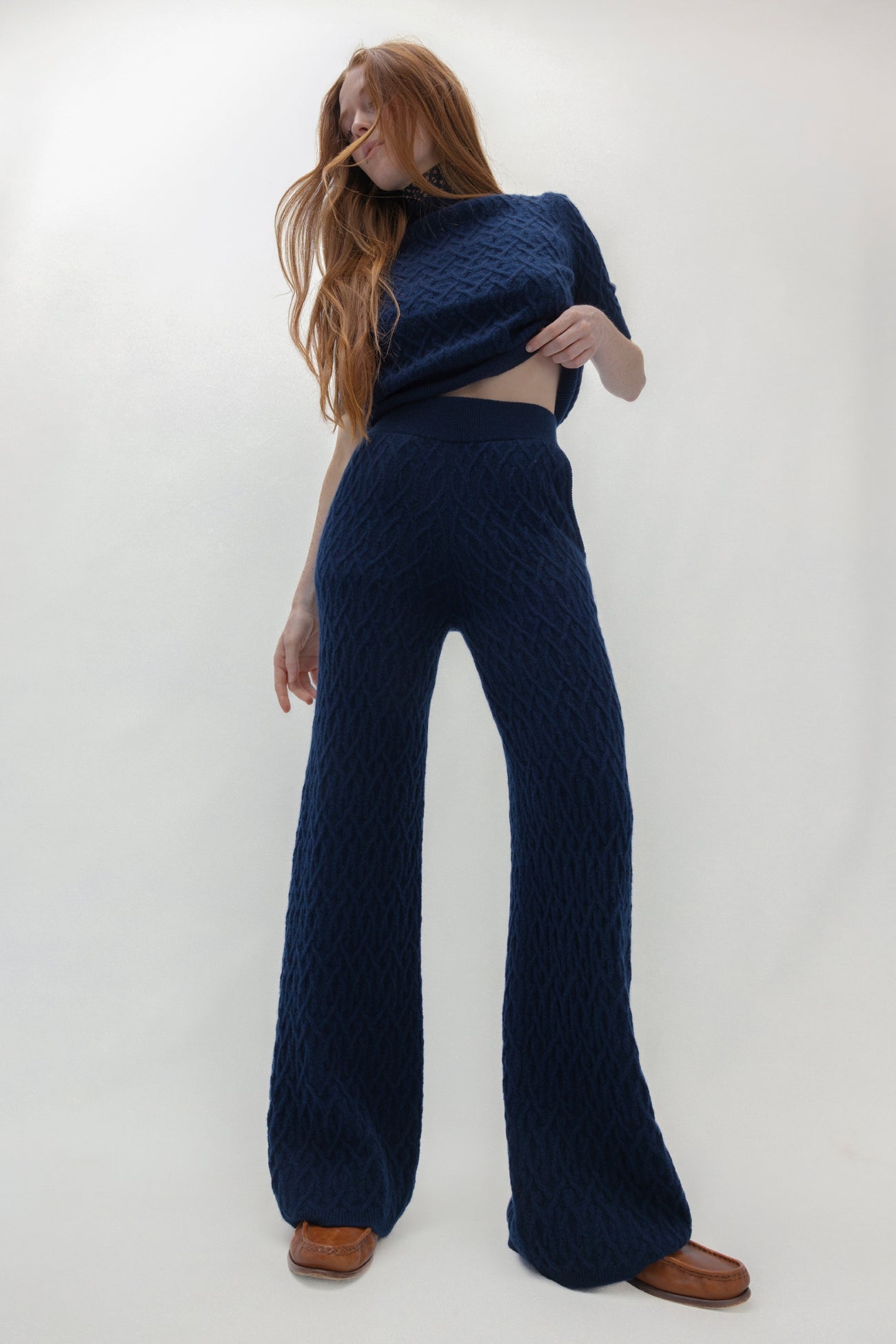 CABLE KNIT WIDE-LEG PANT
