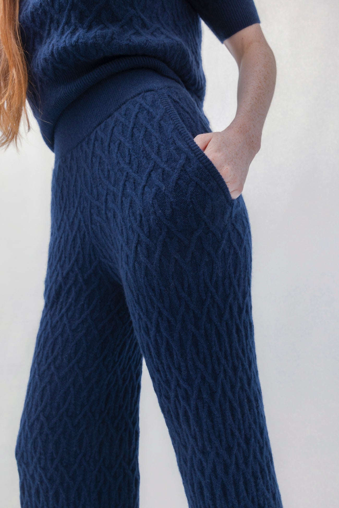 CABLE KNIT WIDE-LEG PANT