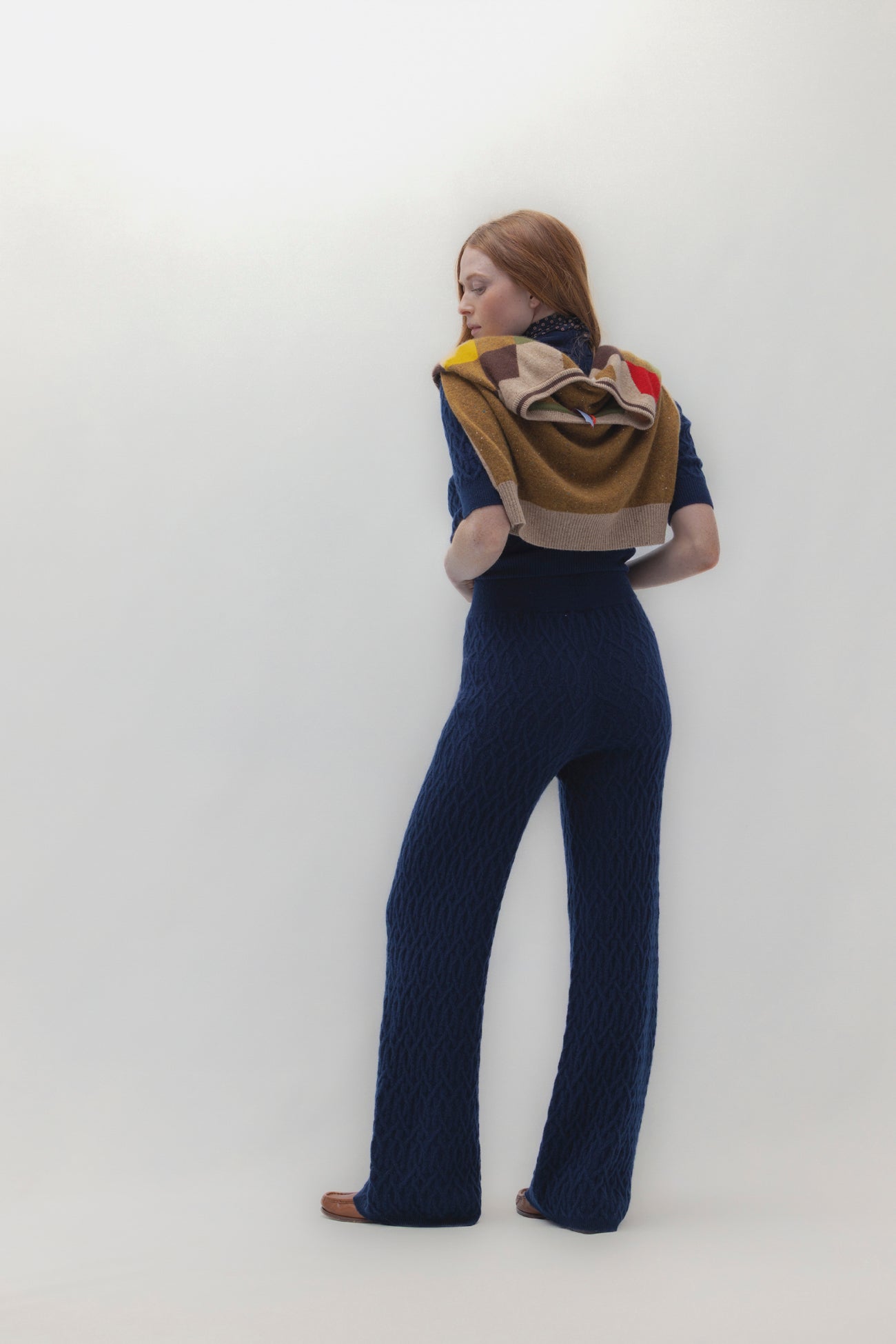 CABLE KNIT WIDE-LEG PANT