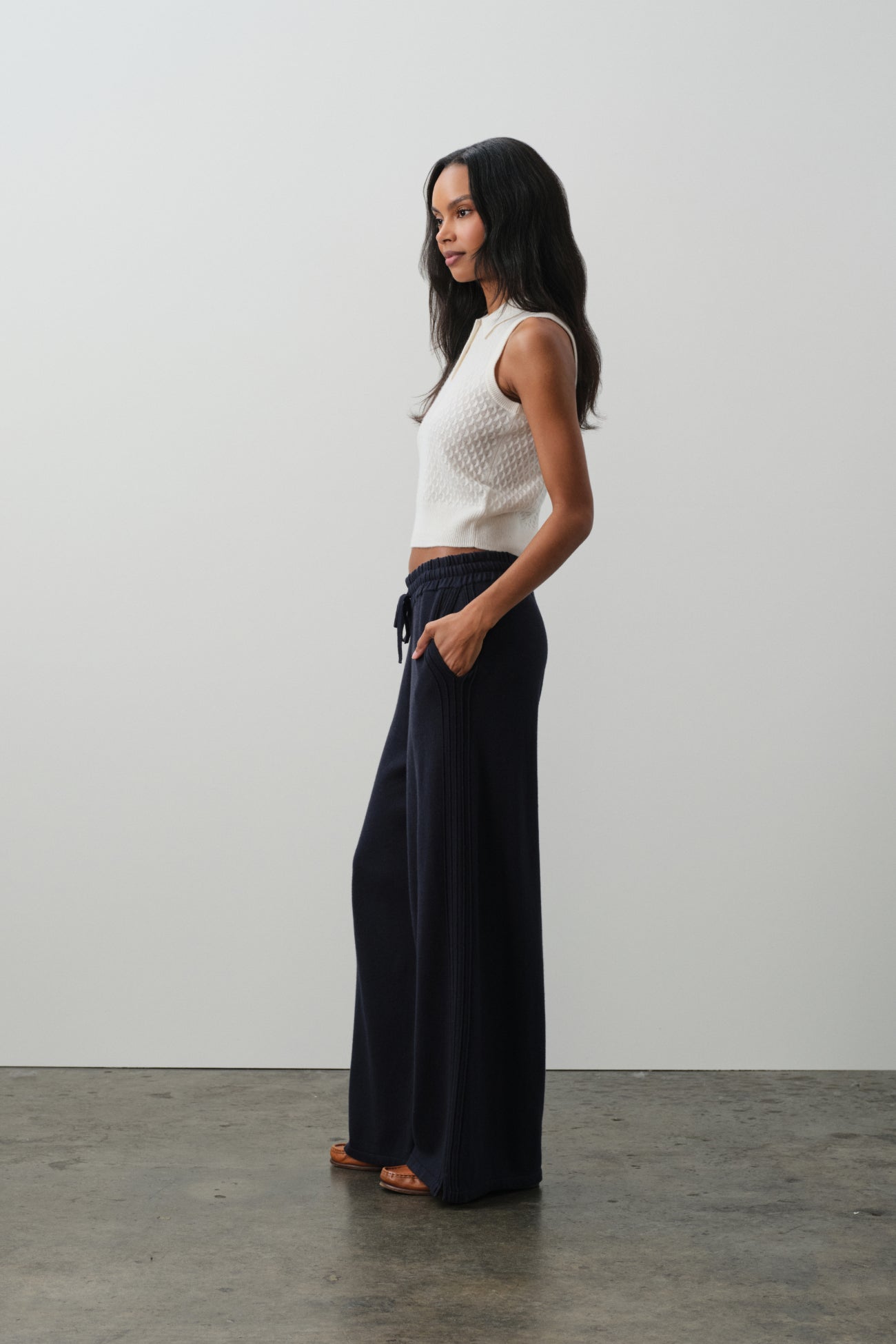 LEYLAH SLEEVELESS CABLE KNIT POLO