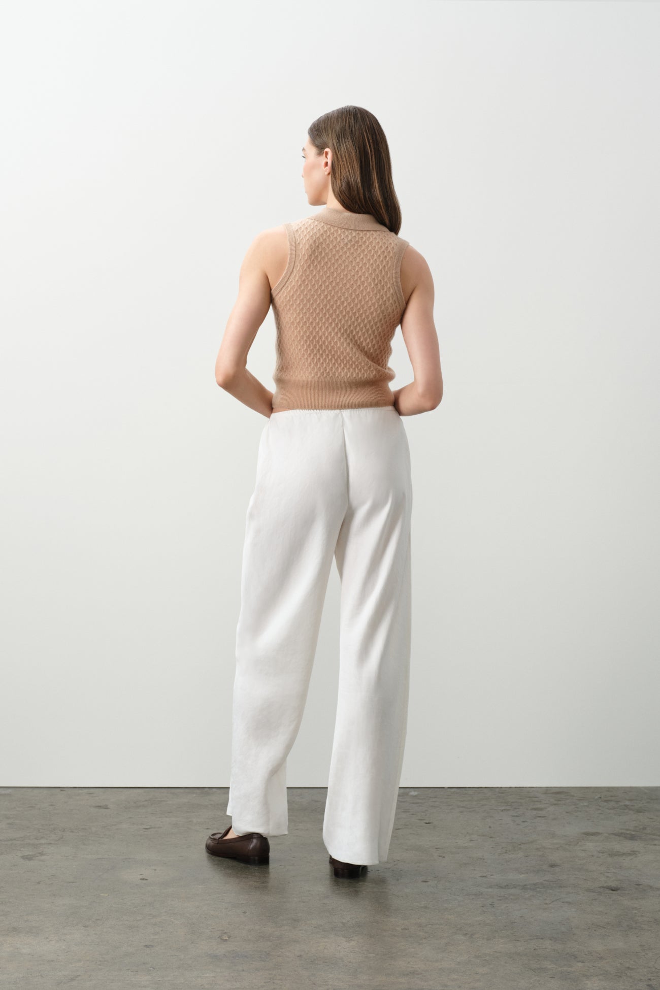 LEYLAH SLEEVELESS CABLE KNIT POLO