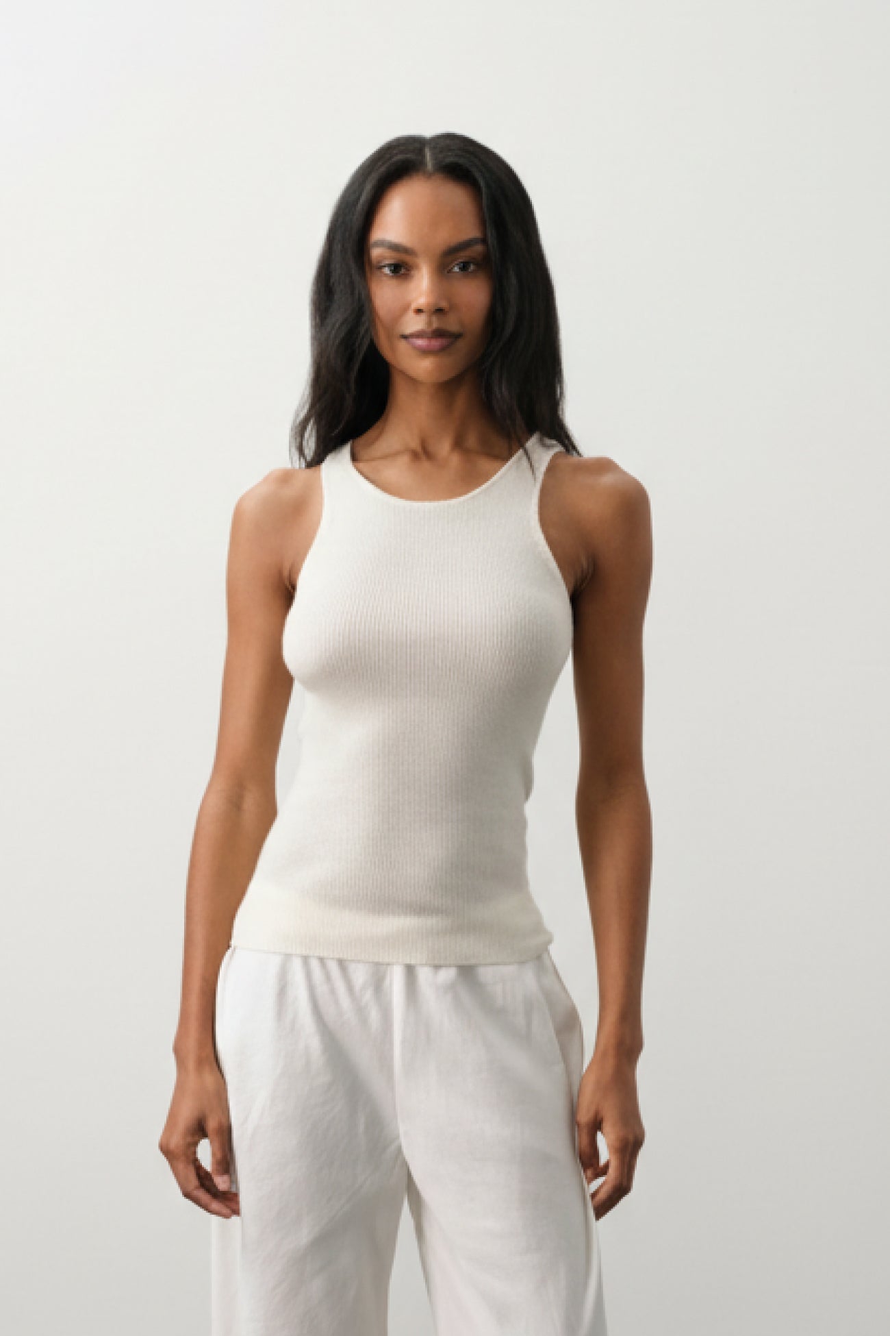 CAROLINA CREWNECK CASHMERE TANK