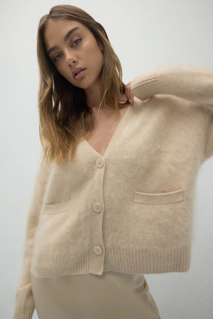 MICHAELA BRUSHED CASHMERE CARDIGAN