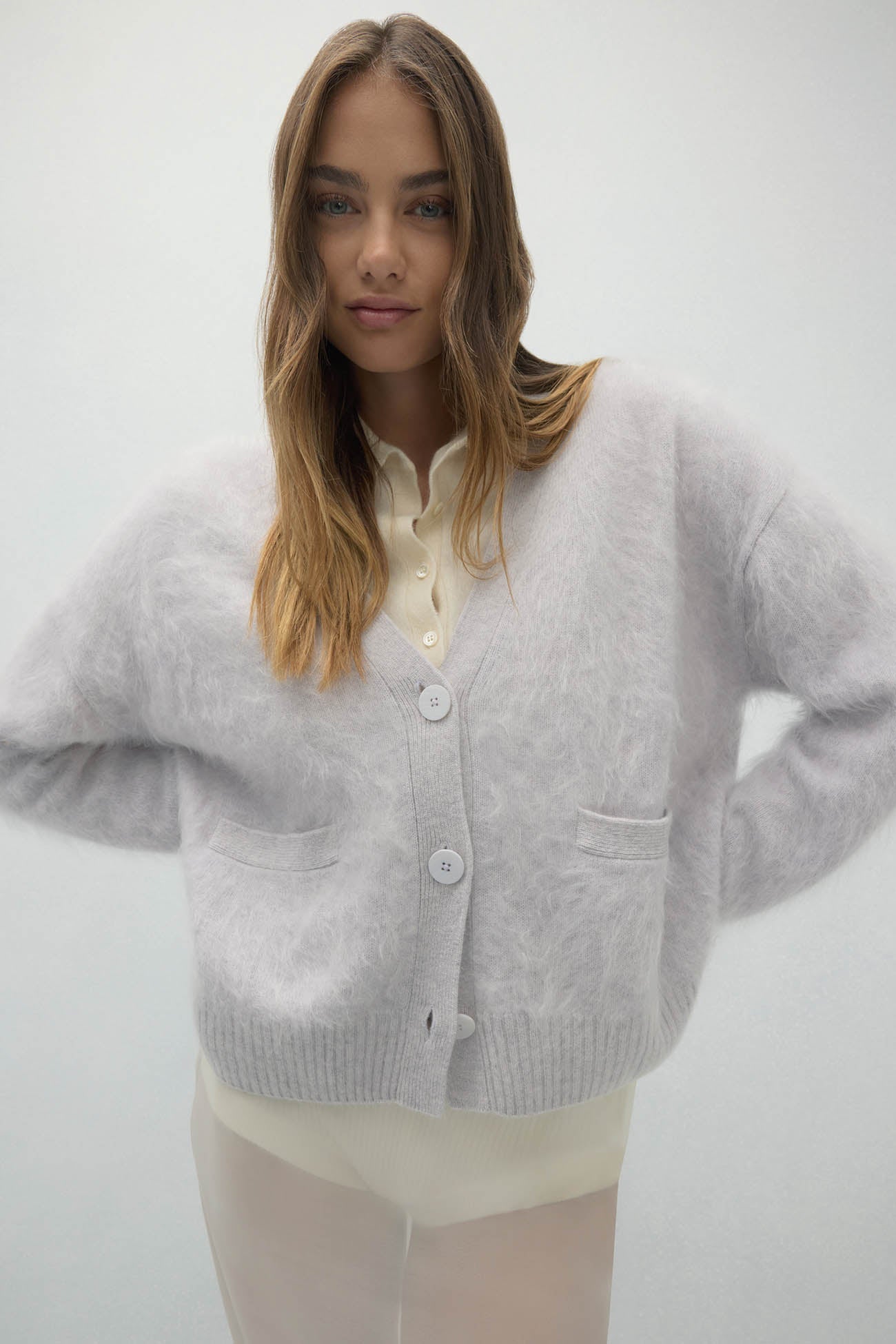 MICHAELA BRUSHED CASHMERE CARDIGAN