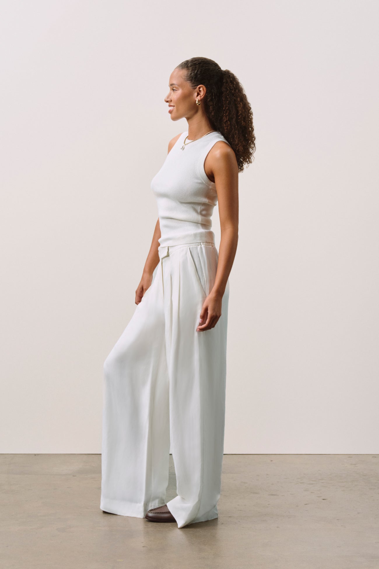 LEYNA SILK LINEN WIDE LEG PANT