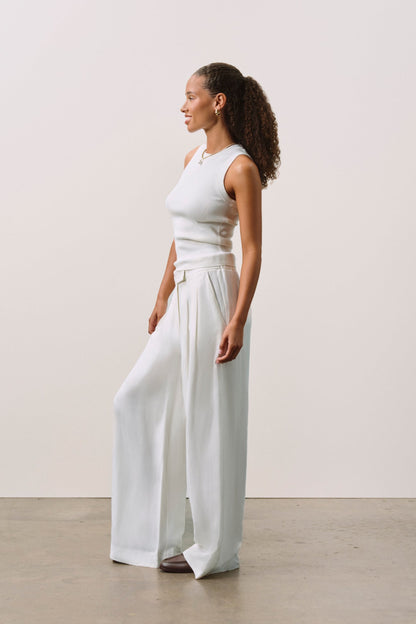 LEYNA SILK LINEN WIDE LEG PANT