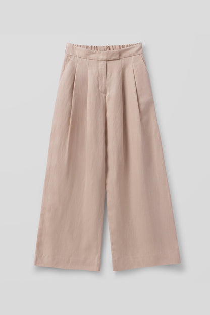 LEYNA SILK LINEN WIDE LEG PANT