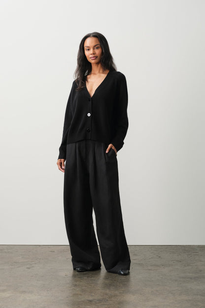 LEYNA SILK LINEN WIDE LEG PANT