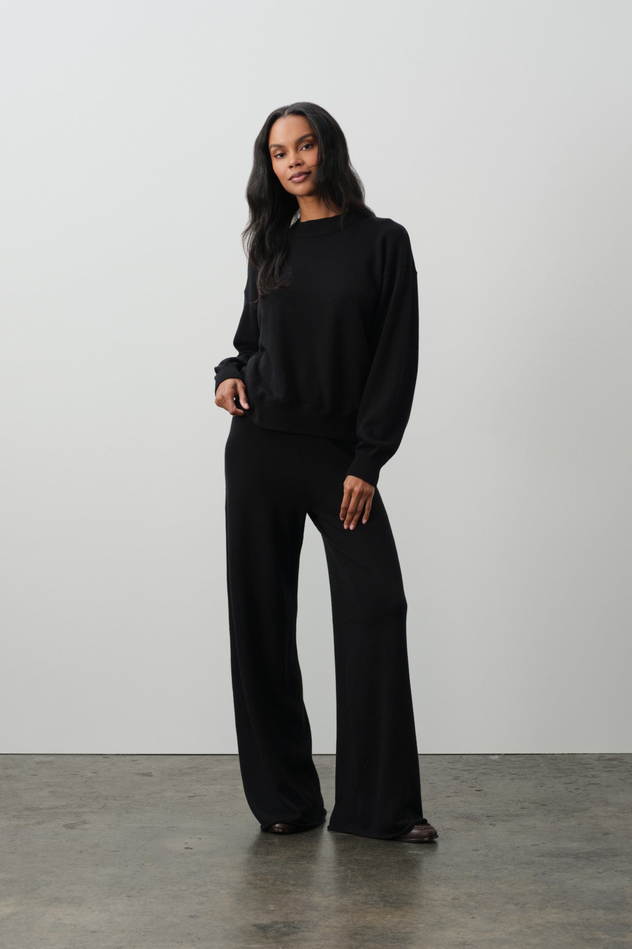 BIANKA COTTON CASHMERE CREWNECK PULLOVER