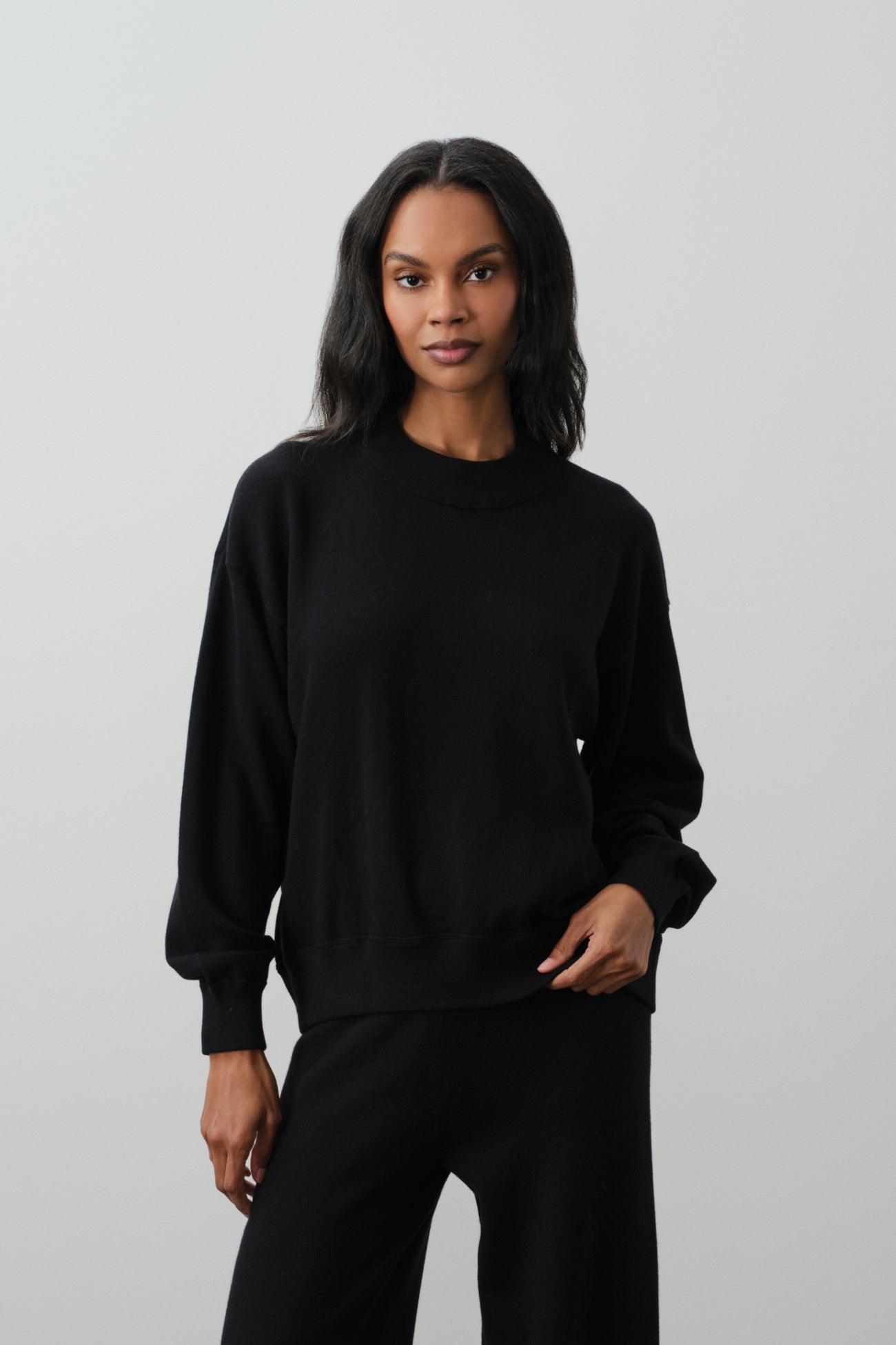 BIANKA COTTON CASHMERE CREWNECK PULLOVER