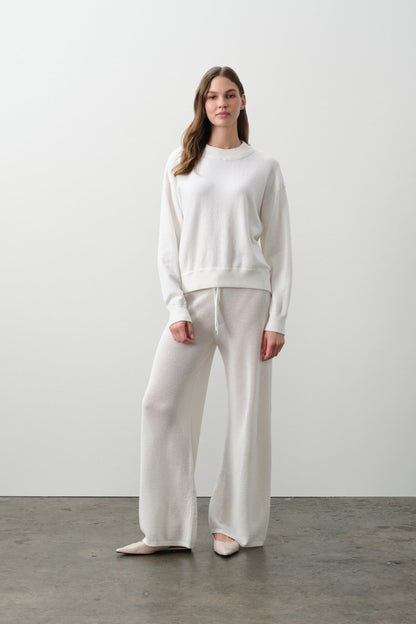 BIANKA COTTON CASHMERE CREWNECK PULLOVER