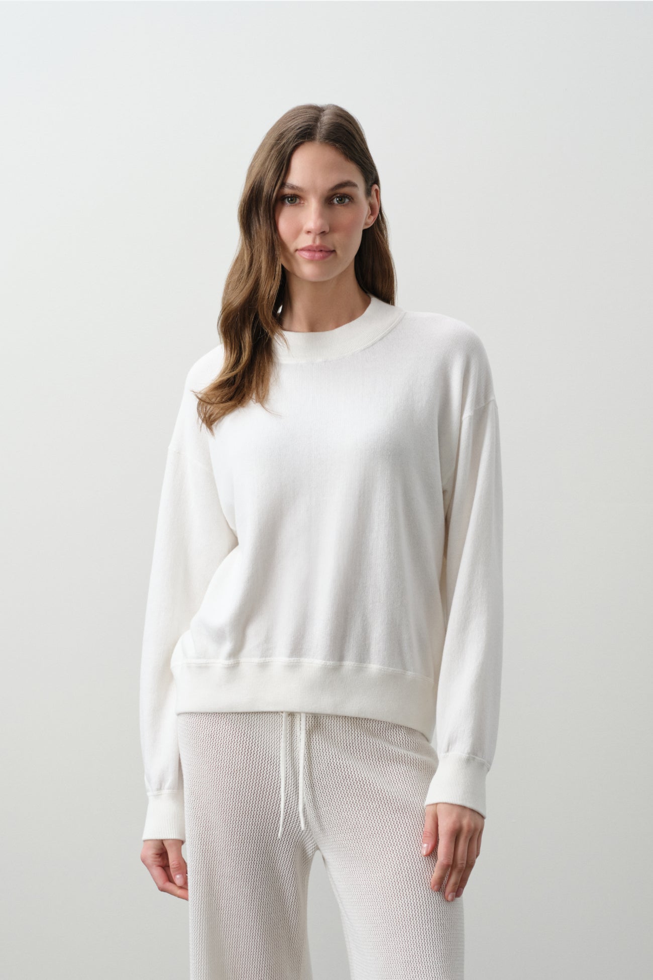 BIANKA COTTON CASHMERE CREWNECK PULLOVER