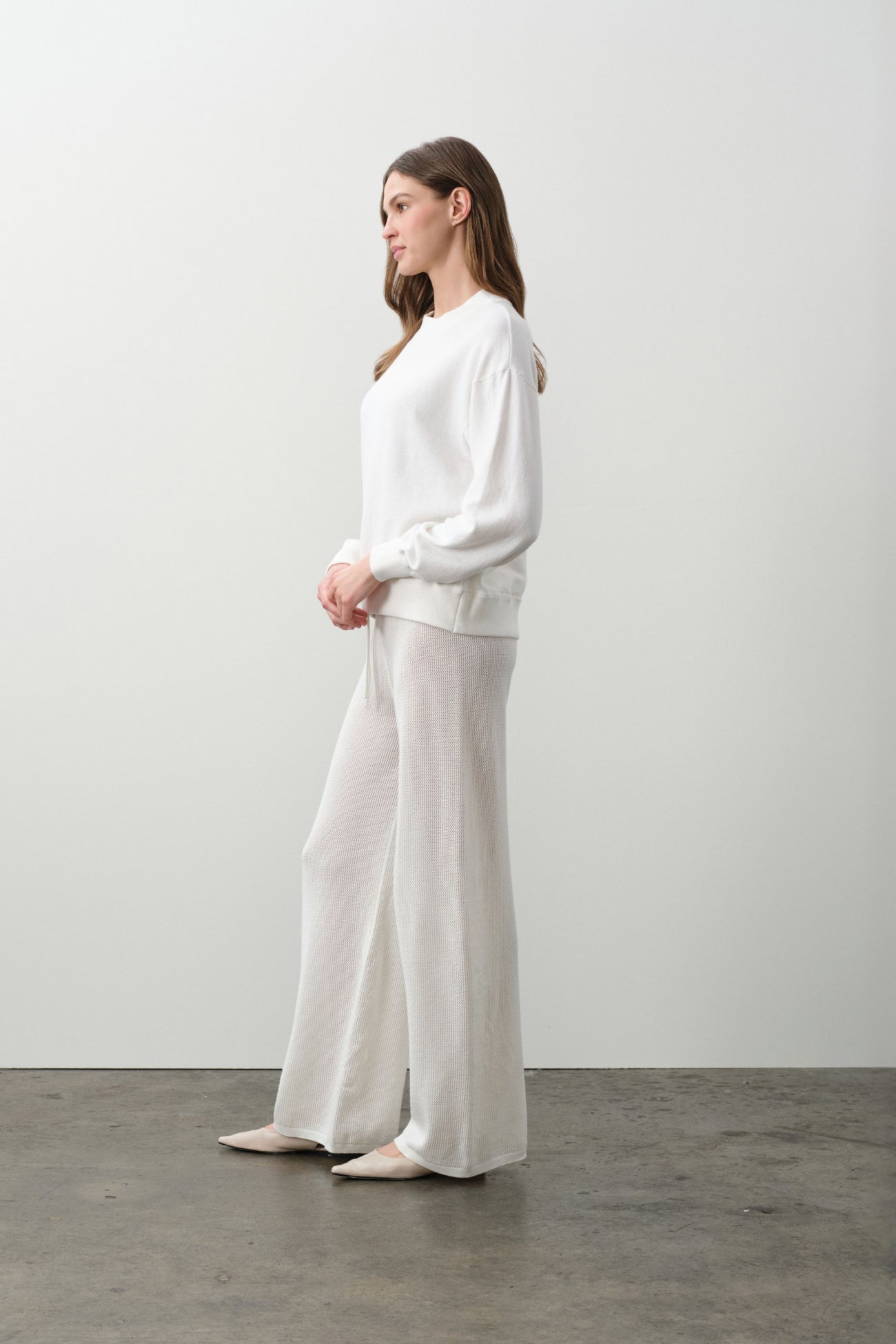BIANKA COTTON CASHMERE CREWNECK PULLOVER