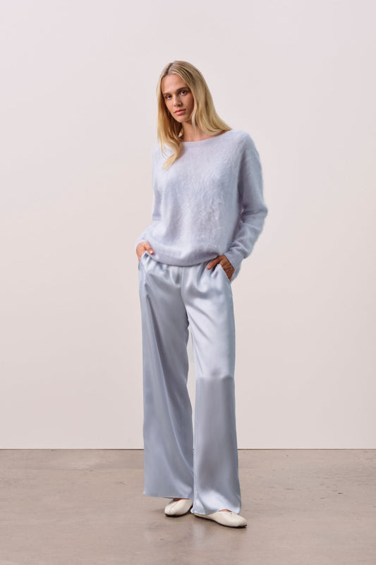DOVE BRUSHED CASHMERE OFF THE SHOULDER SWEATER