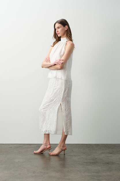 CASSIA FLORAL SILK CHIFFON HALTER TOP