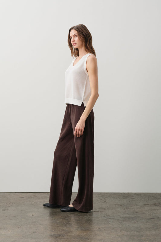 FRANCES SILK LINEN WIDE LEG PANT