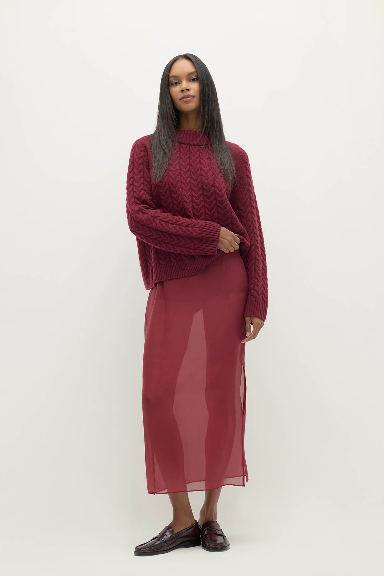 MARISSA SILK ORGANZA MIDI SKIRT