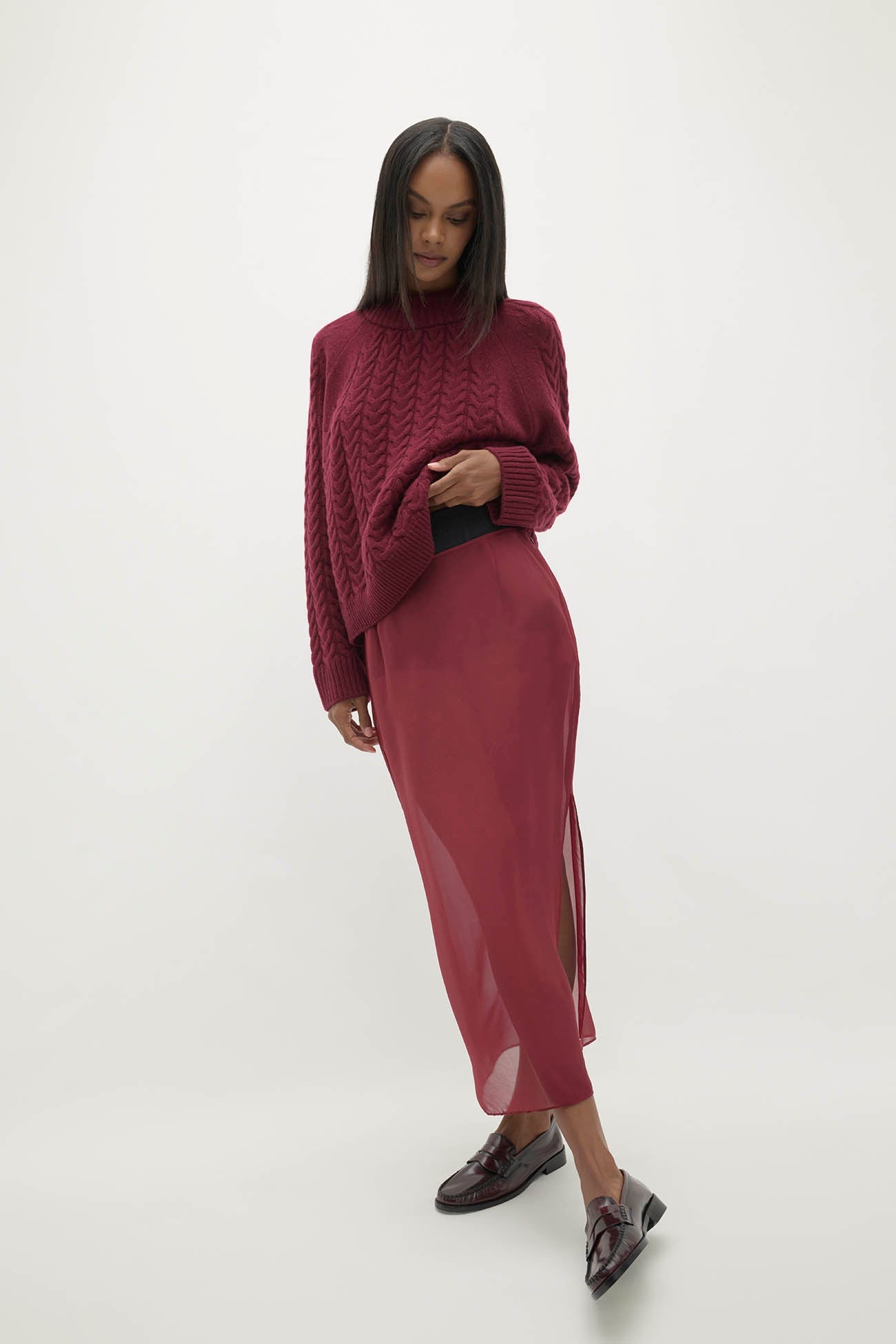 MARISSA SILK ORGANZA MIDI SKIRT